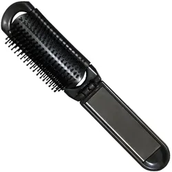 Eurostil Plegable Negro Negro Cepillo De Pelo Con Espejo Negro Negro 1un