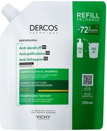 Dercos Recarga Champô Anticaspa DS Cabelo Seco 390ml