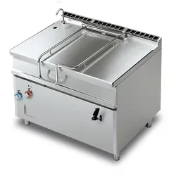 Elektrisches Kohlenbecken, manuell kippbar, Edelstahltank 120 LT. Struktur aus rostfreiem Stahl. Abmessungen 120x90 h90 cm. Modell BR120-912ETF/I