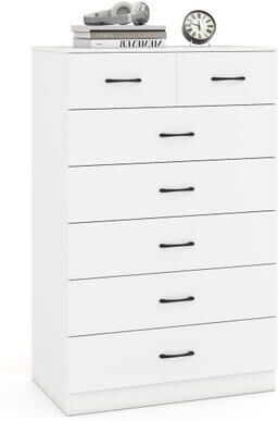 Costway 7-Drawer Tall Dresser with Metal Handles and Anti-Tipping Kits-White