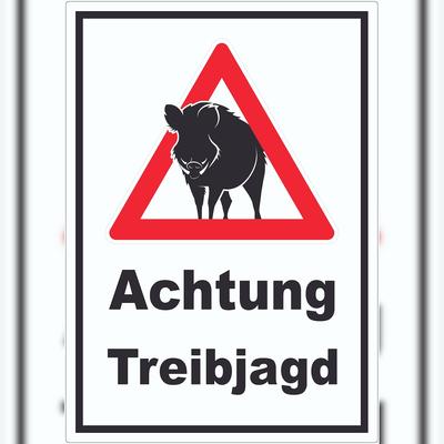 HB-Druck Achtung Treibjagd Aufkleber A2 (420x594mm)