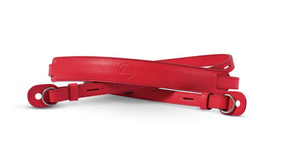 Leica Tragriemen mit Schutzlasche, Leder, rot
