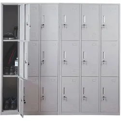 Schließfach Preston T829, Schließfachschrank Wertfachschrank Spind, Metall 9 Fächer, grau