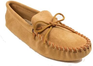 Minnetonka Leather Laced Softsole - Mens 6.5 Tan Slipper Medium