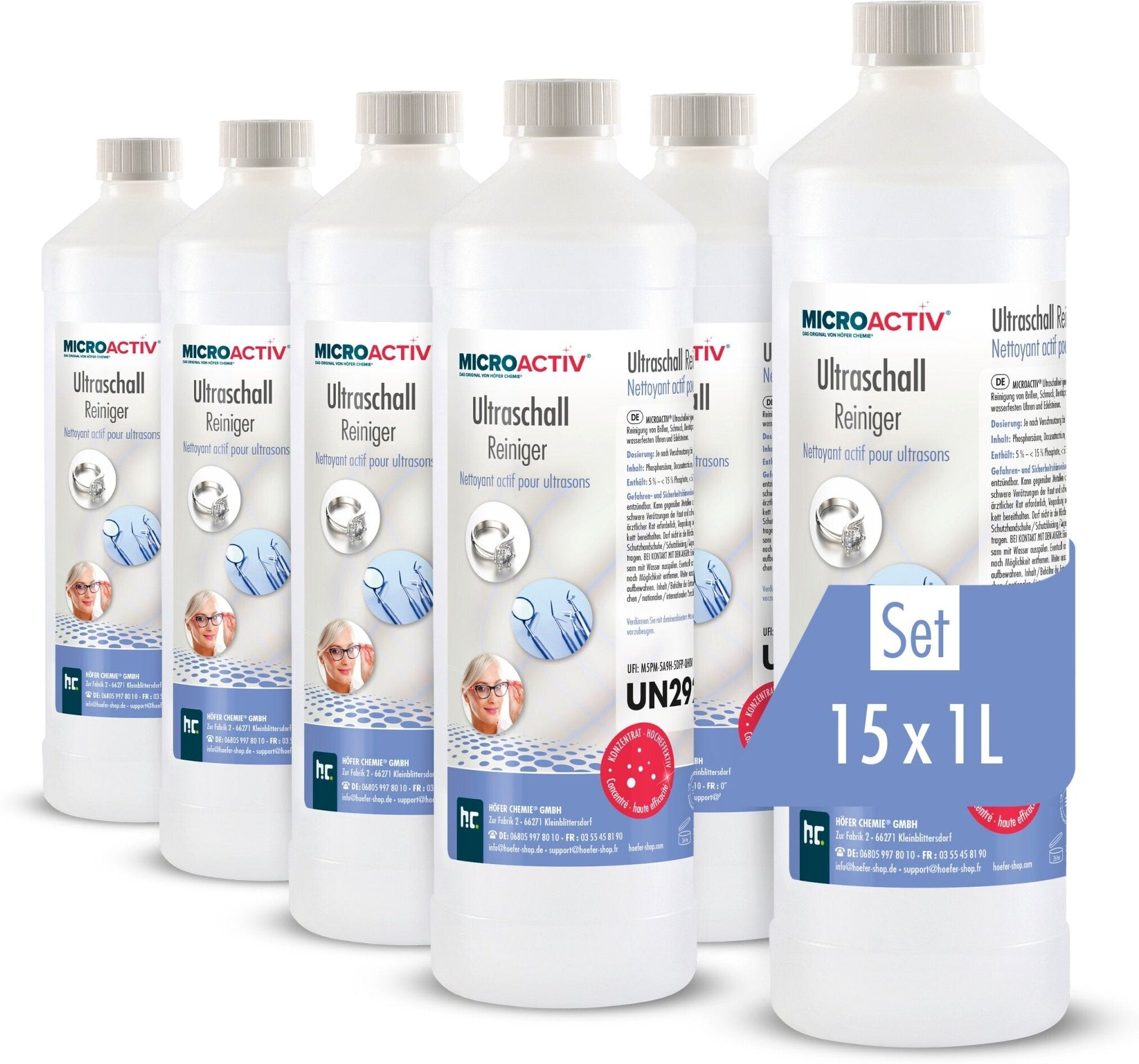 Höfer Chemie GmbH 15x 1 L  Nettoyant à ultrasons concentré liquide pour bac à ultrasons