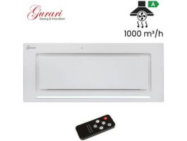 Hotte aspirante encastrable 90 cm GURARI GCH 217+Télécommande Classe A Verre blanc Hotte de plafond 1000 m³/h
