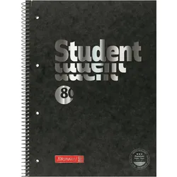 5x Brunnen, Heft + Block, Collegeblock Premium Fact A4, Kariert, Schwarz (A4, Blanko)