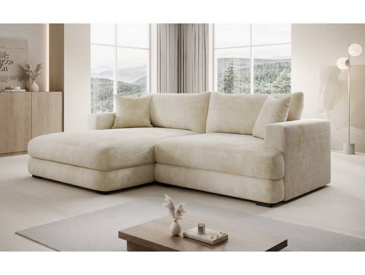 Designer Ecksofa Lima in Cord - Cord - Beige - Rechts - Luxusbetten24