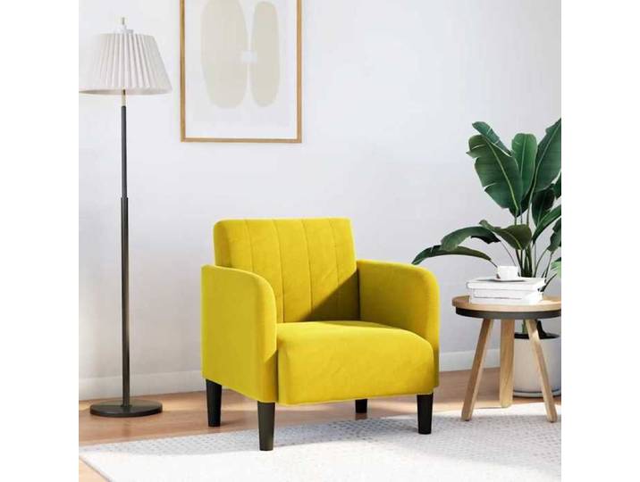 Fauteuil Salon - JILL - avec accoudoirs - JILL - jaune 54 cm velours - L 68xP 68xH 70 cm EU4710