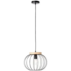 BRILLIANT Sorana Pendelleuchte 1flg schwarz/holzfarbend Innenleuchten,Pendelleuchten   1x A60, E27, 40W, geeignet für Normallampen (nicht enthalten)   Holz aus nachhaltiger Forstwirtschaft (FSC)