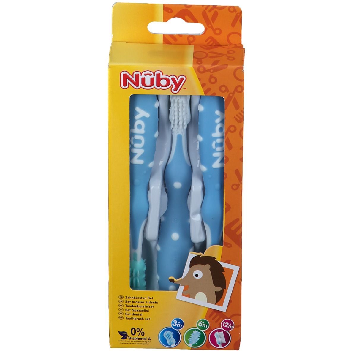 Nuby Tandenborstelset Blauw 3Maanden+ Id754 3 St Zahnbürste