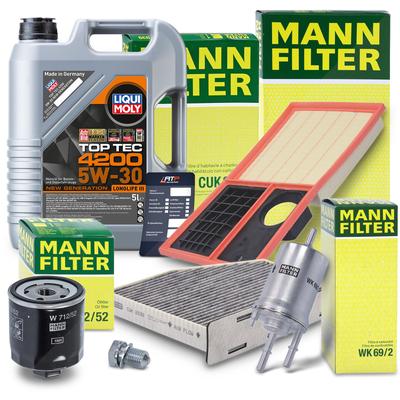 Mann-filter Inspektionspaket B + 5l 5W-30 Motoröl [Hersteller-Nr. 40511280] für VW, Seat, Skoda