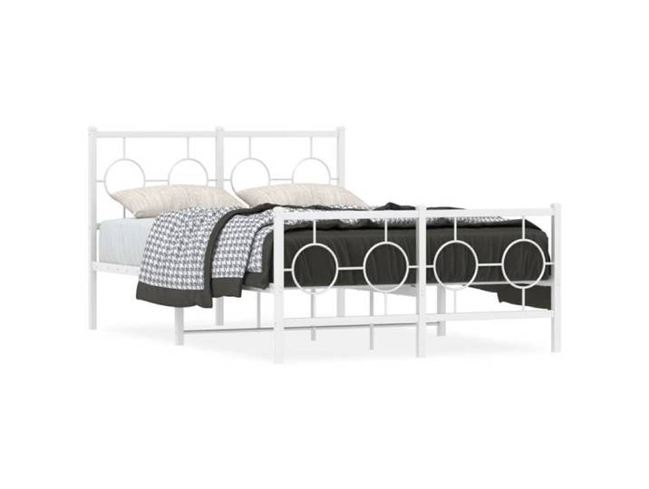 {Soldes d'été} - Blanc - (120 x 190 cm)Structure de lit double - Cadre de lit métal - sans matelas - et pied de lit blanc 120 x 190