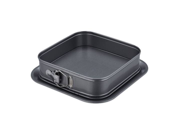 2 Moules À Charnière Carrés\, 24 X 24 Cm\, Avec Protection Anti-débordement\, Acier\, Antiadhésif\, Anthracite
