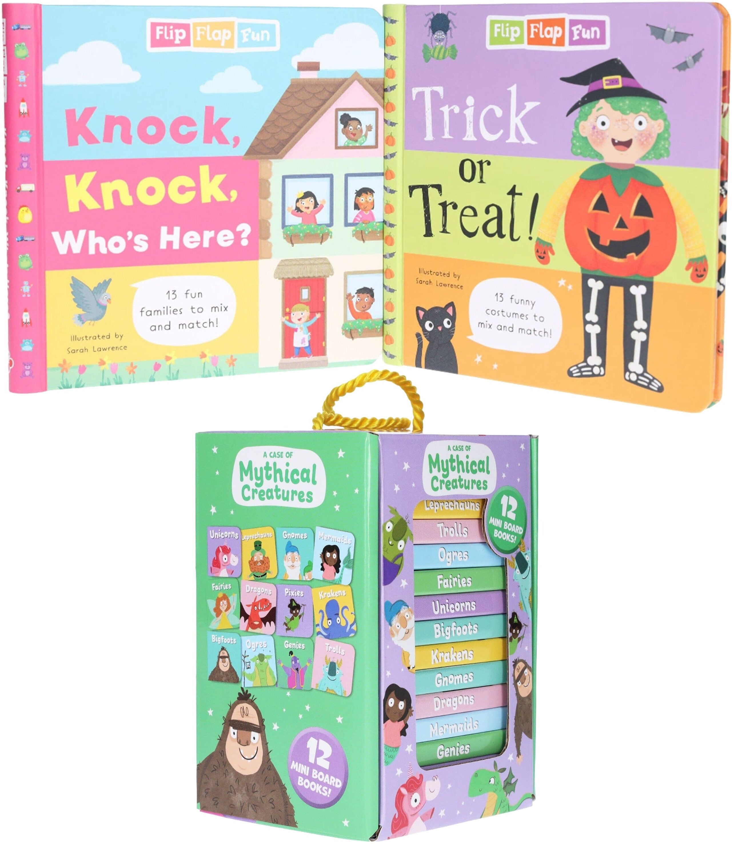 Children's Halloween Books: Flip Flap Fun - Trick or Treat & Knock, Knock, Who's Here? & A Case of Mythical Creatures: 14 Books Collection Set - Ages 0-5 - Board Book Various