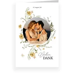 Dankeskarte Hochzeit: Der schönste Tag mit Foto in Weiß