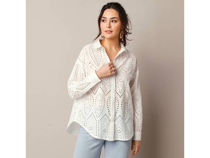 Chemisier broderie anglaise, manches longues - Blancheporte
