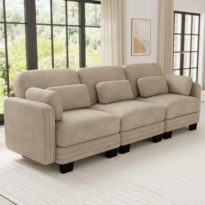 Loedds 100-Inch 3-Seat Chenille Modular Sectional Sofa with Tufted Detail