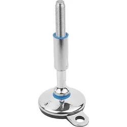 STELLFUß FÜR HYGIENEBEREICH, FORM:B MIT BEFESTIGUNGSBOHRUNG, D=60 M12X140, EDELSTAHL 1.4301