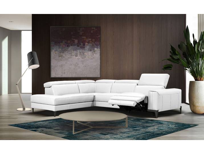 Ecksofa CALIA ITALIA Benja, Designsofa mit erstklassigen Komfortfunktionen zum Wohlfühlen , weiß (bianco puro), B:294cm T:227cm, Sofas, Ecksofa, in Leder, mit elektrischer Relaxfunktion