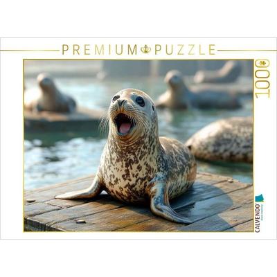 CALVENDO Puzzle Fröhlicher Ruf der Seehunde | 1000 Teile Lege-Größe 64x48cm Foto-Puzzle für glückliche Stunden, von , Calvendo Puzzle