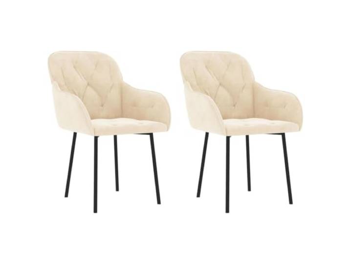 Makastle Esszimmerstühle 2 STK. Creme Samt