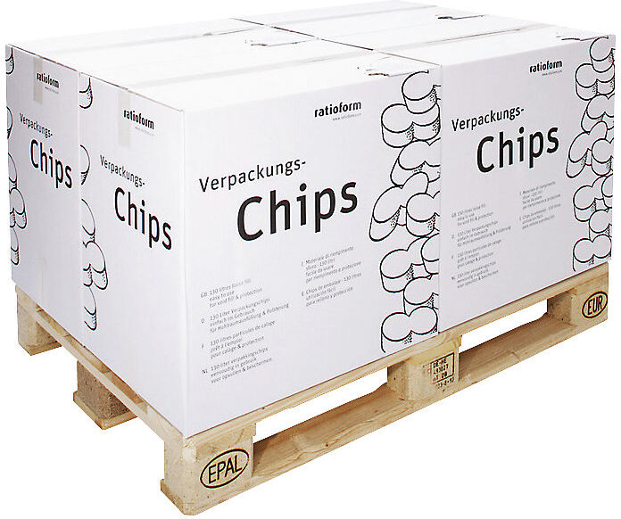 Verpackungschips flo-pak® im Spendekarton, Inhalt 130 l, grün, ab 40 Stk ratioform