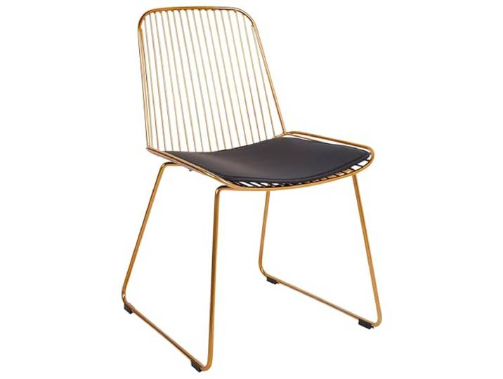 Metallstuhl 2er Set gold / schwarz aus Stahl mit Kunstleder-Sitz Pensacola