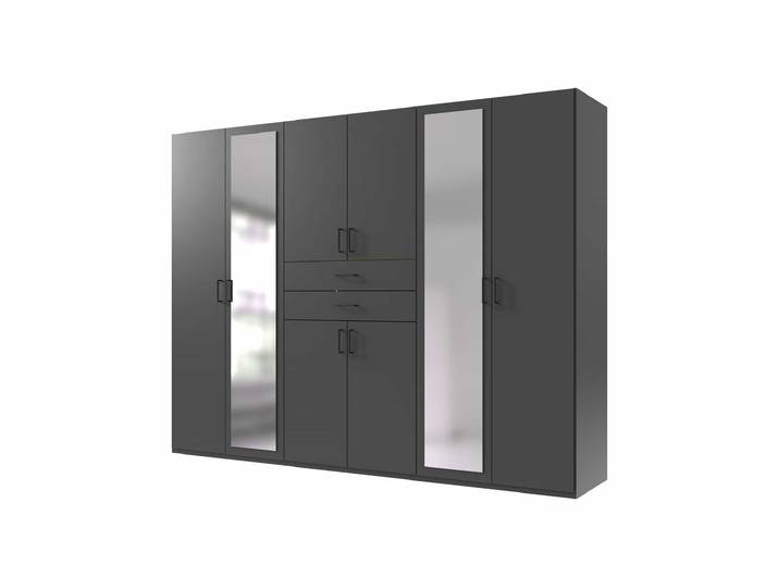 Kleiderschrank mit Spiegel - graphit - 270 cm - 8-türig - DILLINGEN