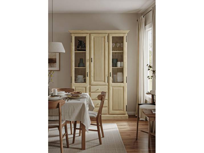 Vitrinenschrank II 153 x 217 x 42cm ohne Beleuchtung Beige