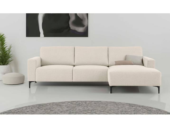 Ecksofa GOODPRODUCT Tournon, L-Form, Breite 262 cm, Webstoff, Chenille , beige (latte), B:262cm H:85cm T:152cm, 100% Polyester, Sofas, Ecksofa, Designsofa im nordischen Stil, Wellenunterfederung, Metallfüsse