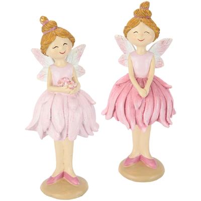Dekofigur I.GE.A. "Elfen", rosa, B:6,5cm H:15cm, Polyester, Polyresin, Dekofiguren, 2er Set Kantenhocker