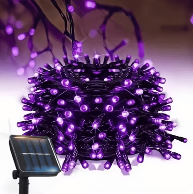 Inspire Curations Outdoors Solar LED Fairy String Lights With 8 Lighting Modes purple 32m 300led