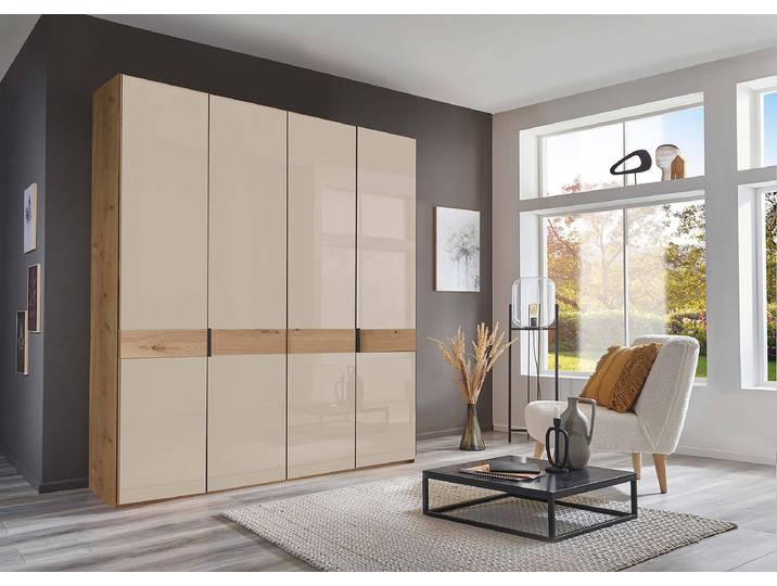 Drehtürenschrank - Glastür B 197 x 216cm Braun/Beige/Champagner