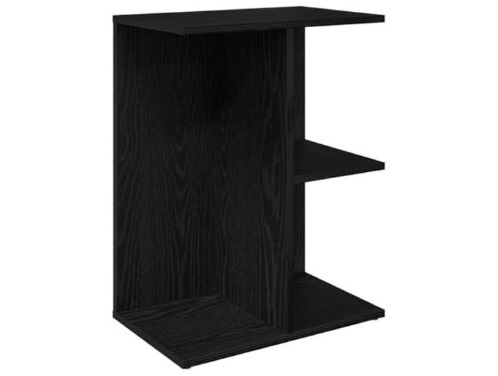 KUPTYERFG Nachttisch Schwarz Eichen-Optik 46,5x29x61 cm Holzwerkstoff Kompakter Beistelltisch fürs Schlafzimmer mit 3 offenen Fächern für Bücher und Dekoration, pflegeleicht und stabil.