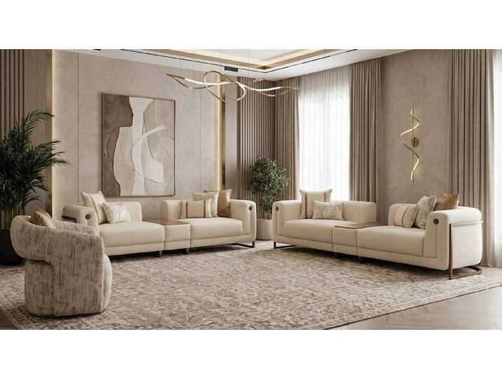 Xlmoebel Esszimmer-Set Elegantes braunes Esszimmer-Set mit Tisch, Stuhl, Sideboard &, (4-St), Made in Europa