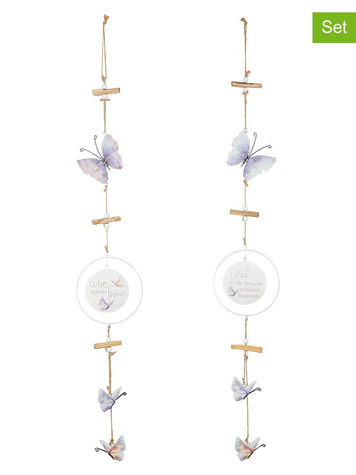 GILDE 2er-Set: Girlanden "Schmetterlingstanz" in Beige - (L)80 cm - onesize