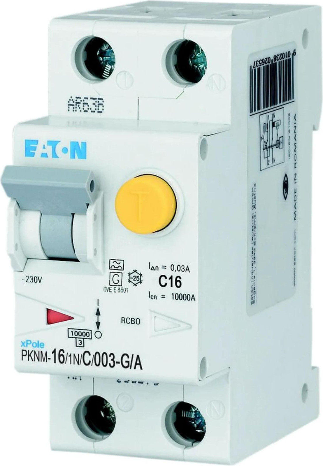 Eaton FI/LS-combinatieschakelaar 16A 30mA 1-polig type PKNM-16/1N/C/003-G/A-MW