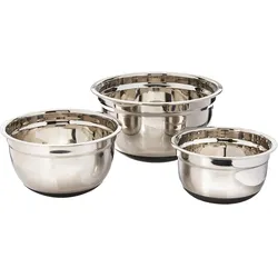 Küchenprofi Rührschüssel-Set rutschfest 3-tlg. 16 cm, 20 cm und 24 cm, Schüssel + Schale, Grau