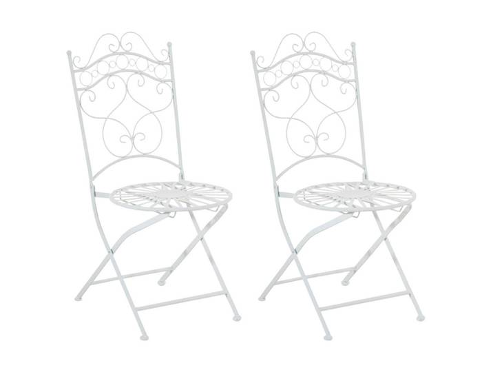 CLP Gartenklappstuhl 2er Set Metall weiß, Weiß, 40x92x50 cm, Gartenmöbel, Gartensessel, Gartenklappstühle