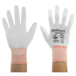 SAFEGUARD ESD-Handschuh, weiß/orange, beschichtete Handflächen, Nylon/, XS
