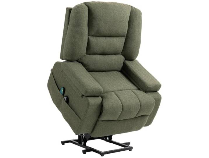 HOMCOM Elektrischer Sessel mit Fußstütze 89x90x102 cm, Grün Elektrischer Relaxsessel, Massage- und Heizfunktion, verstellbare Rückenlehne, breite Sitzfläche, 2 Fernbedienungen
