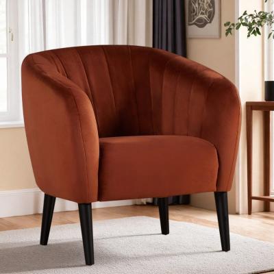 "30"" Fabric Barrel Accent Chair with Vibrant Upholstery and Legs and Mid-Century Modern Style"