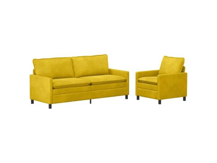 GHVBNMF Sofa Set 2-Teilig Samt 4-Sitzer Couch Garnitur Gelb Elegantes Polstermöbel Set für Wohnzimmer und Gästezimmer mit weichen Kissen, robustem Metallrahmen und Pflegekomfort.
