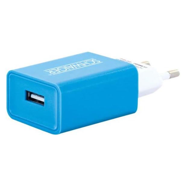 Schwaiger 230V Ladeadapter USB weiss/blau (10.50 W, 1 Port) (LAD300B511)