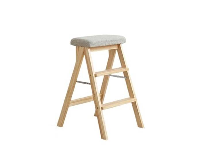Luercher Klappbarer Treppenhocker, tragbare Hochbank, Massivholzleiter Stuhl geeignet for Küche, Bad und Büro(Plain)