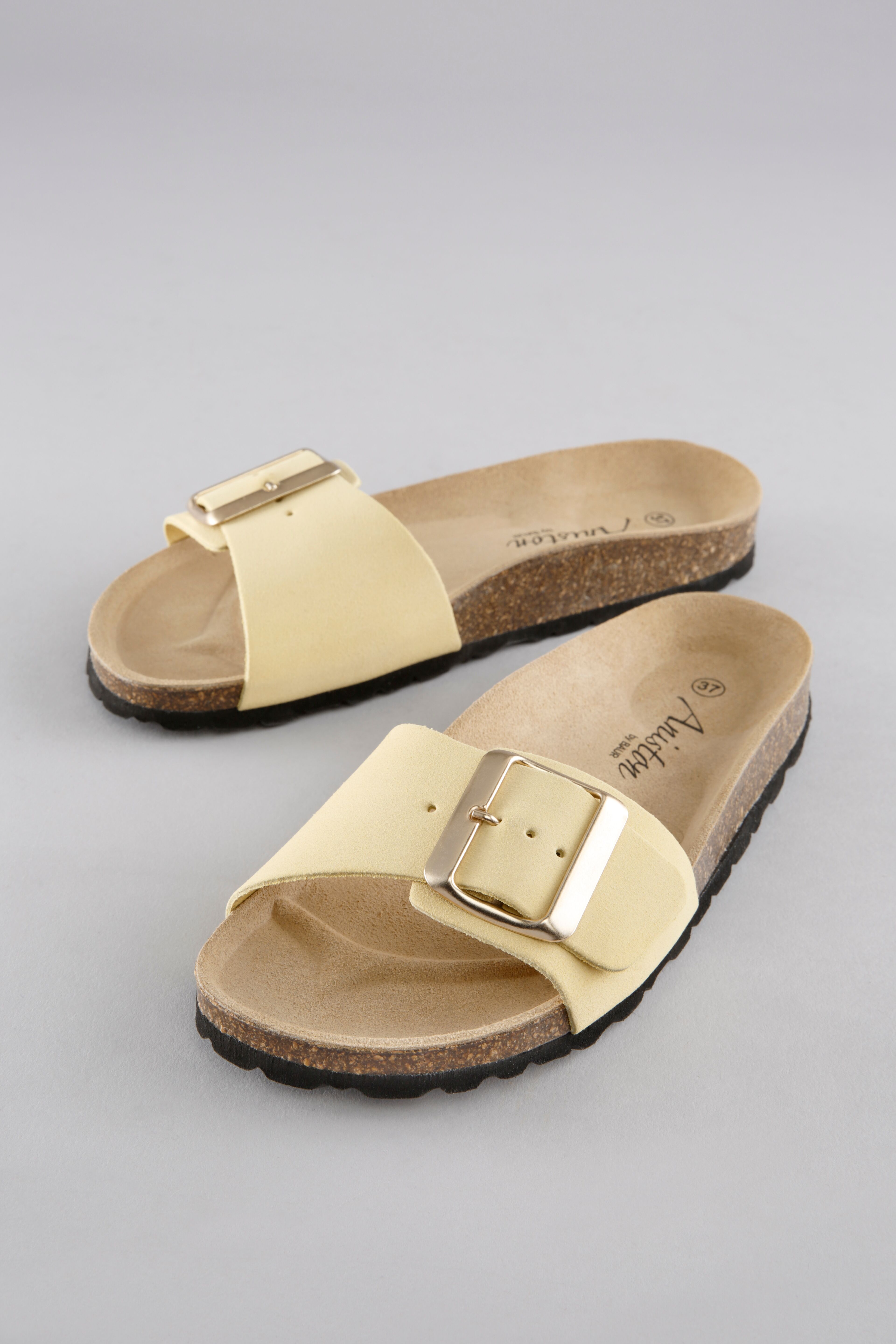 Pantolette ANISTON SHOES, Damen, Gr. 42, gelb (hellgelb), Veloursleder, Schuhe Pantolette, Hausschuh, Sommerschuh, Schlappen - NEUE KOLLEKTION hellgelb 42