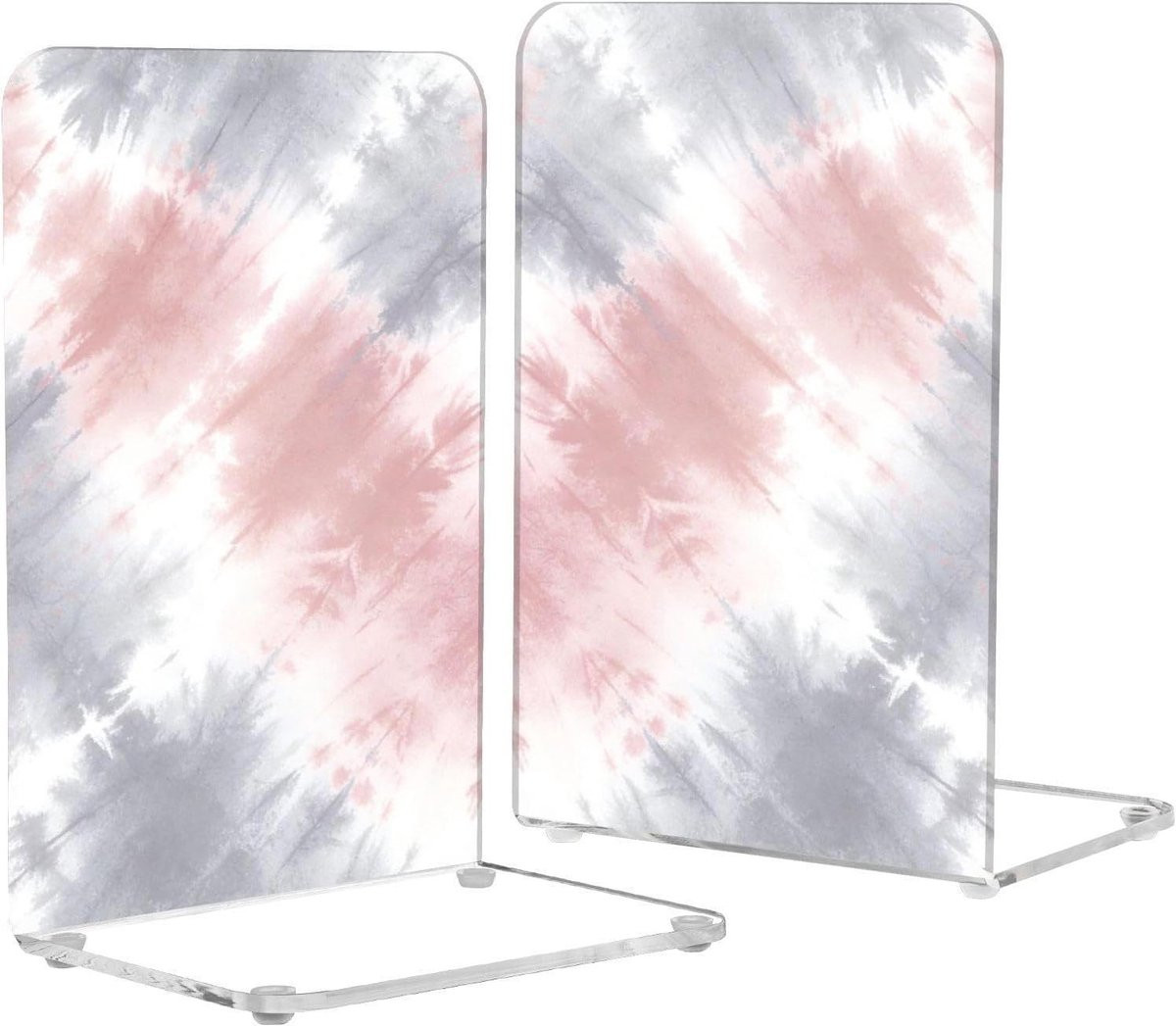 Boekensteunen Acryl Boek Einden Roze Grijs - 2 Stuks
