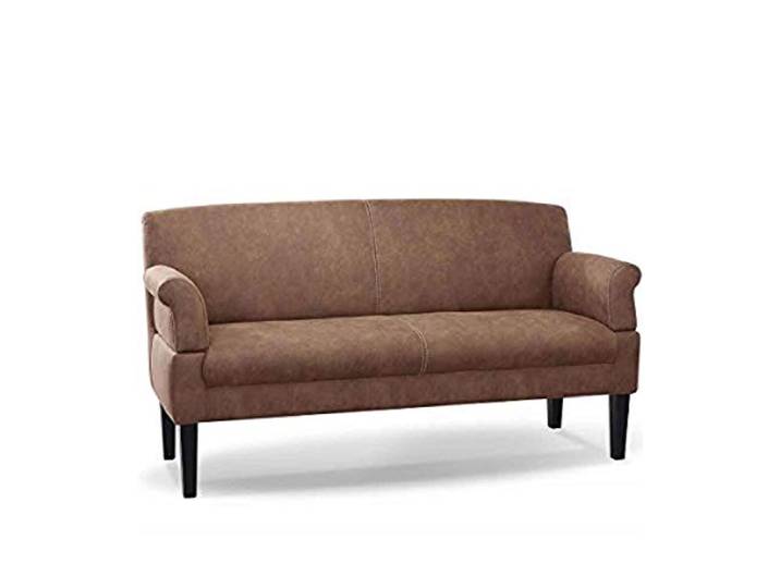 CAVADORE 3-Sitzer Küchensofa Malm, Sitzbank für Küche oder Esszimmer in Lederoptik, Inkl. Armteilverstellung, Federkern und moderner Kontrastnaht, 182 x 97 x 78, Mikrofaser: hellbraun
