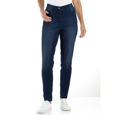 High-waist-Jeans CLASSIC BASICS, Damen, Gr. 24, Kurzgrößen, blau (dunkelblau), 81% Baumwolle, 17% Polyester, 2% Elasthan, unifarben, lang, Jeans High-Waist-Jeans